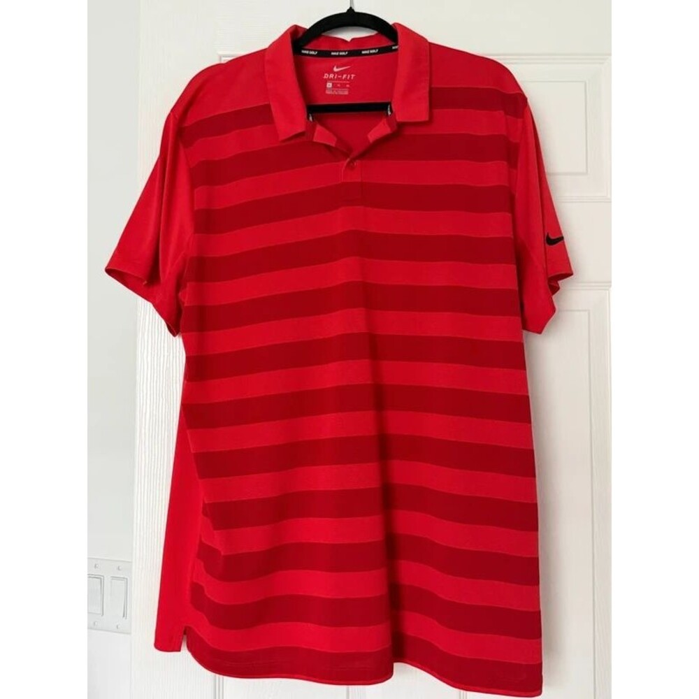 Nike Golf Dri-FIT Men’s Red Striped Performance Polo Shirt Size XL